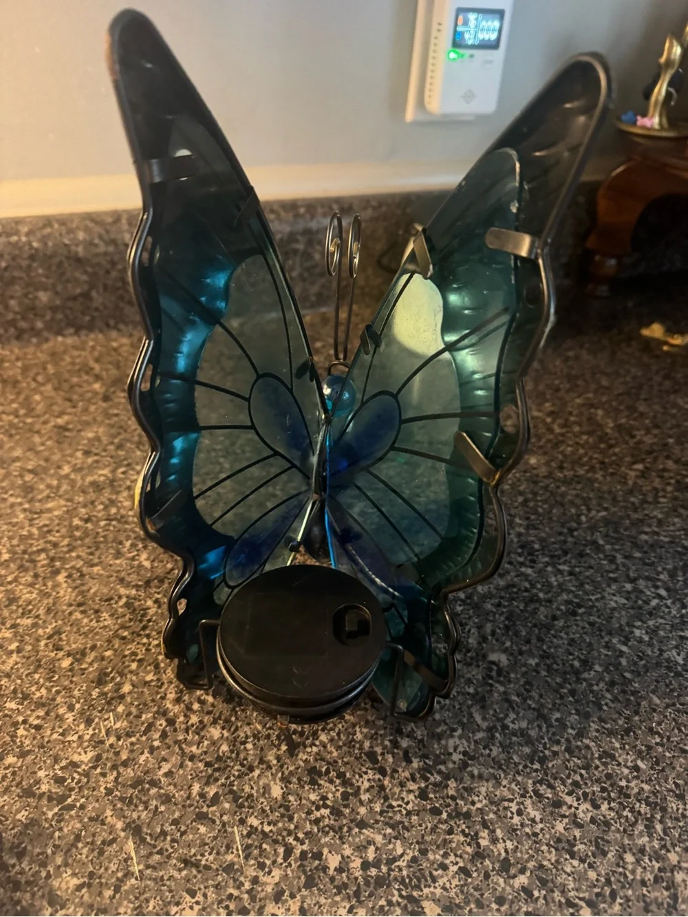 Decorative Blue-Green Butterfly Home Art Figurine With Light- LIGHT DOES NOT WOR